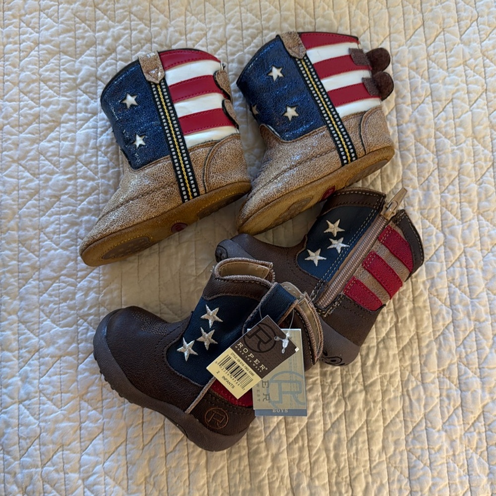 Roper boots size 2 infant American flag & American west boot